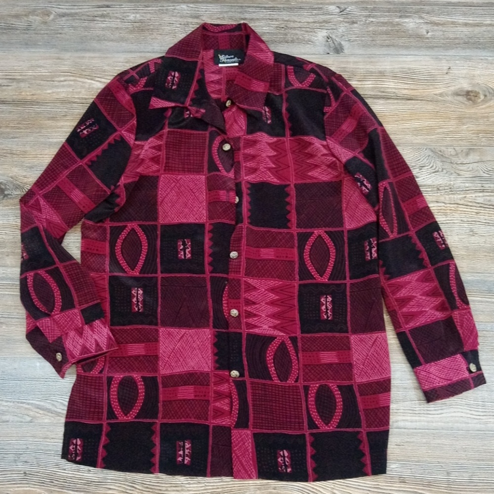 Silver Threads Vintage Button Down Blouse Top